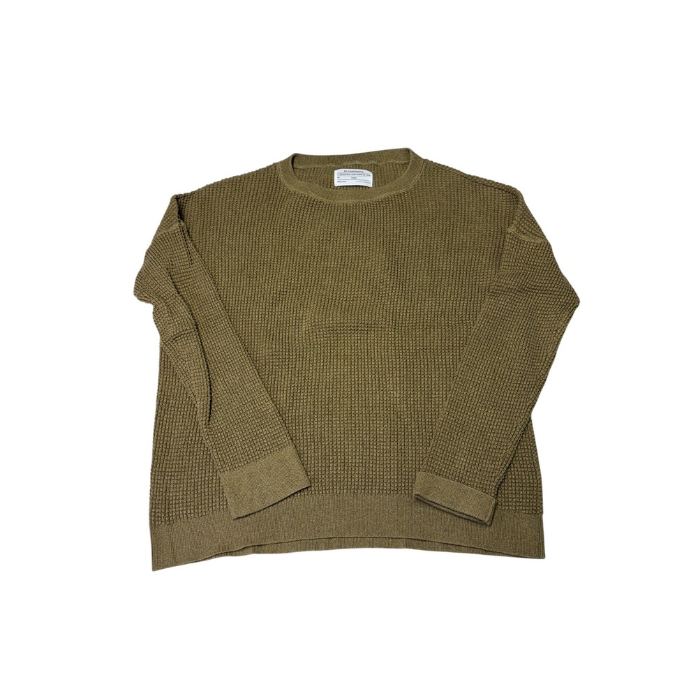 REI Cooperative Wilderness Mens Large Olive Green Waffle Knit  Crewneck Sweater‎